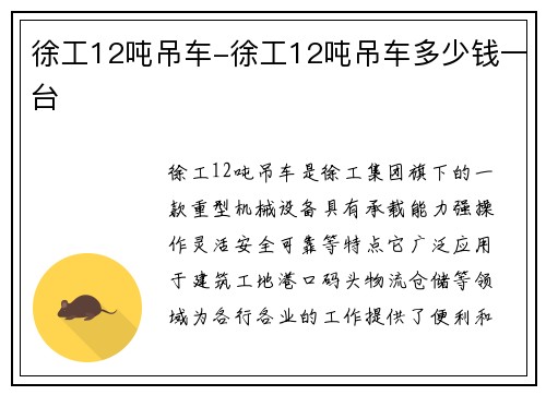 徐工12吨吊车-徐工12吨吊车多少钱一台